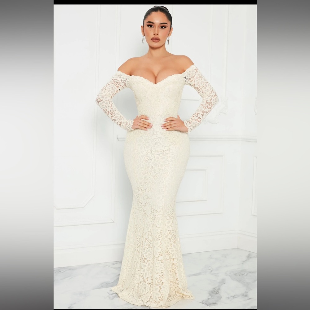 Cream - Lace maxi dress